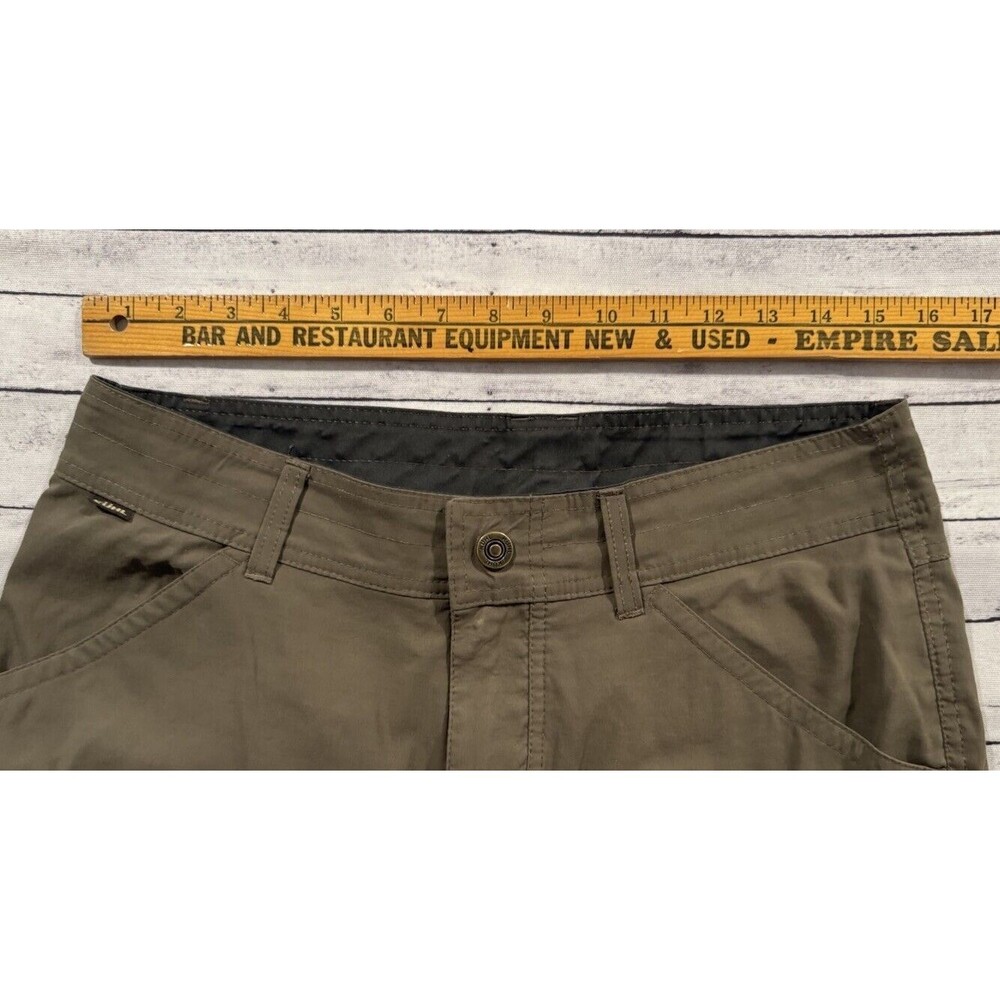 KUHL Mens Renegade Shorts Sz 32 Olive Green Hiking Zip Pockets Stretch Outdoor - Picture 13 of 16